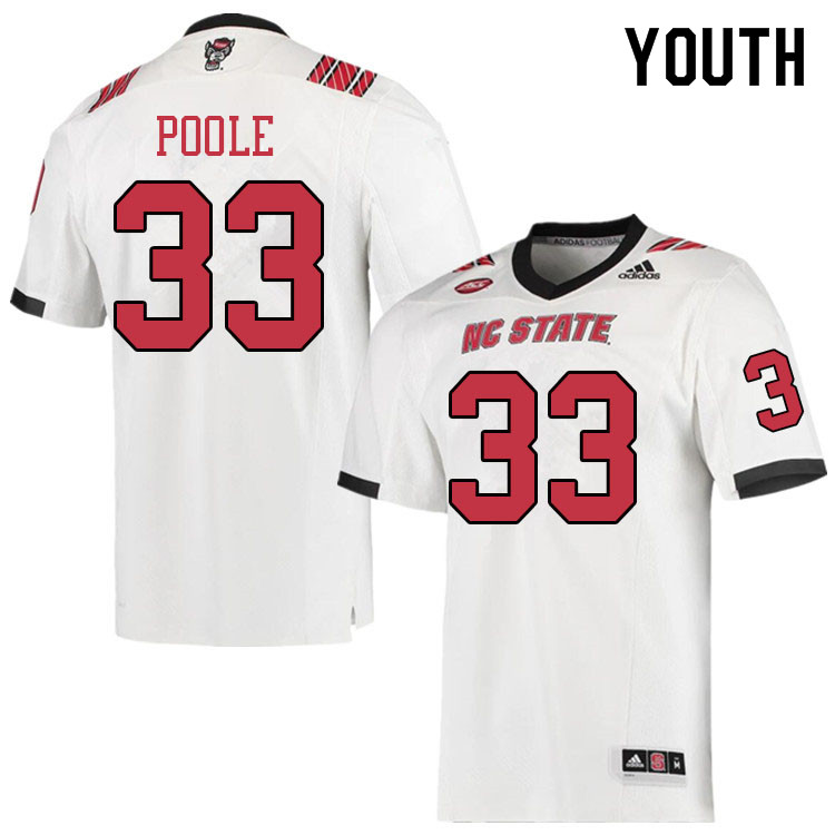 Youth #33 Jordan Poole NC State Wolfpack College Football Jerseys Sale-White